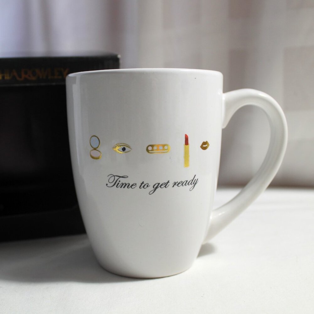 Cynthia Rowley 16 oz. Coffee/Tea Mug, "Time to Get Ready," Makeup, NIB